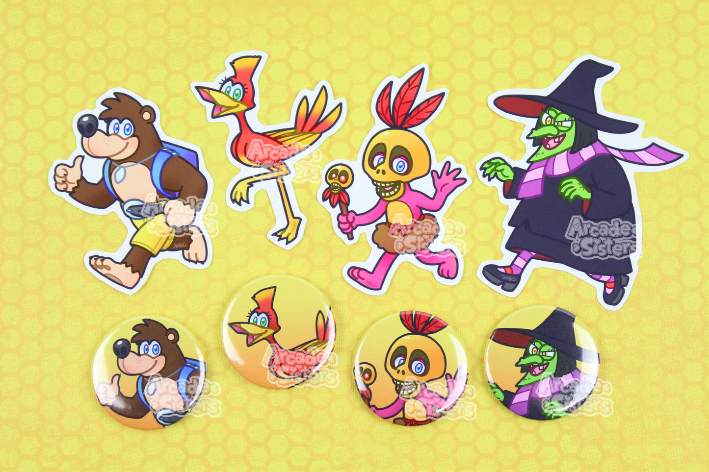 Bear and Bird Stickers & Badges