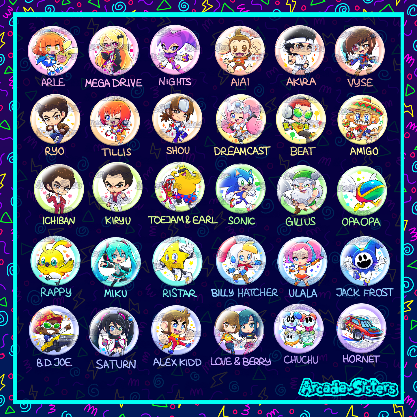 Sega Superstars Stickers & Badges