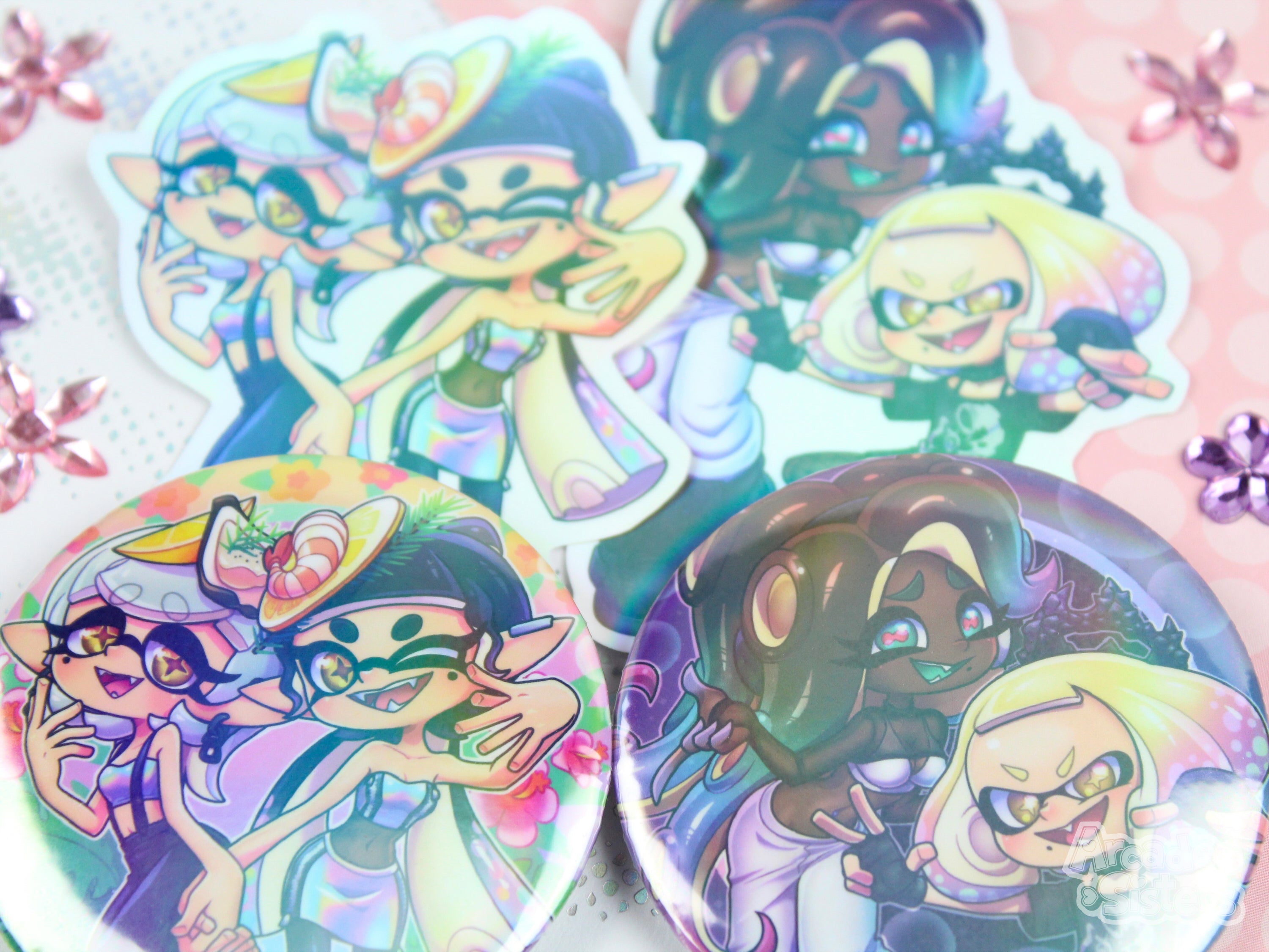 Splatoon Squid Sisters Callie & factory Marie Wafer Sticker Cards