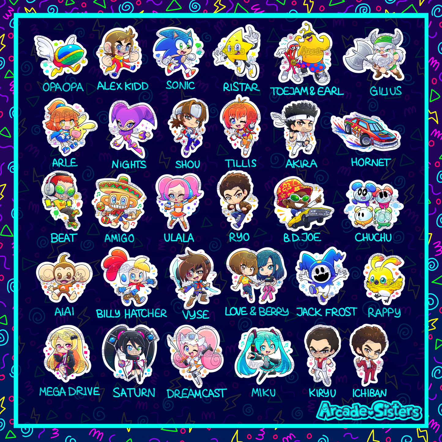 Sega Superstars Stickers & Badges