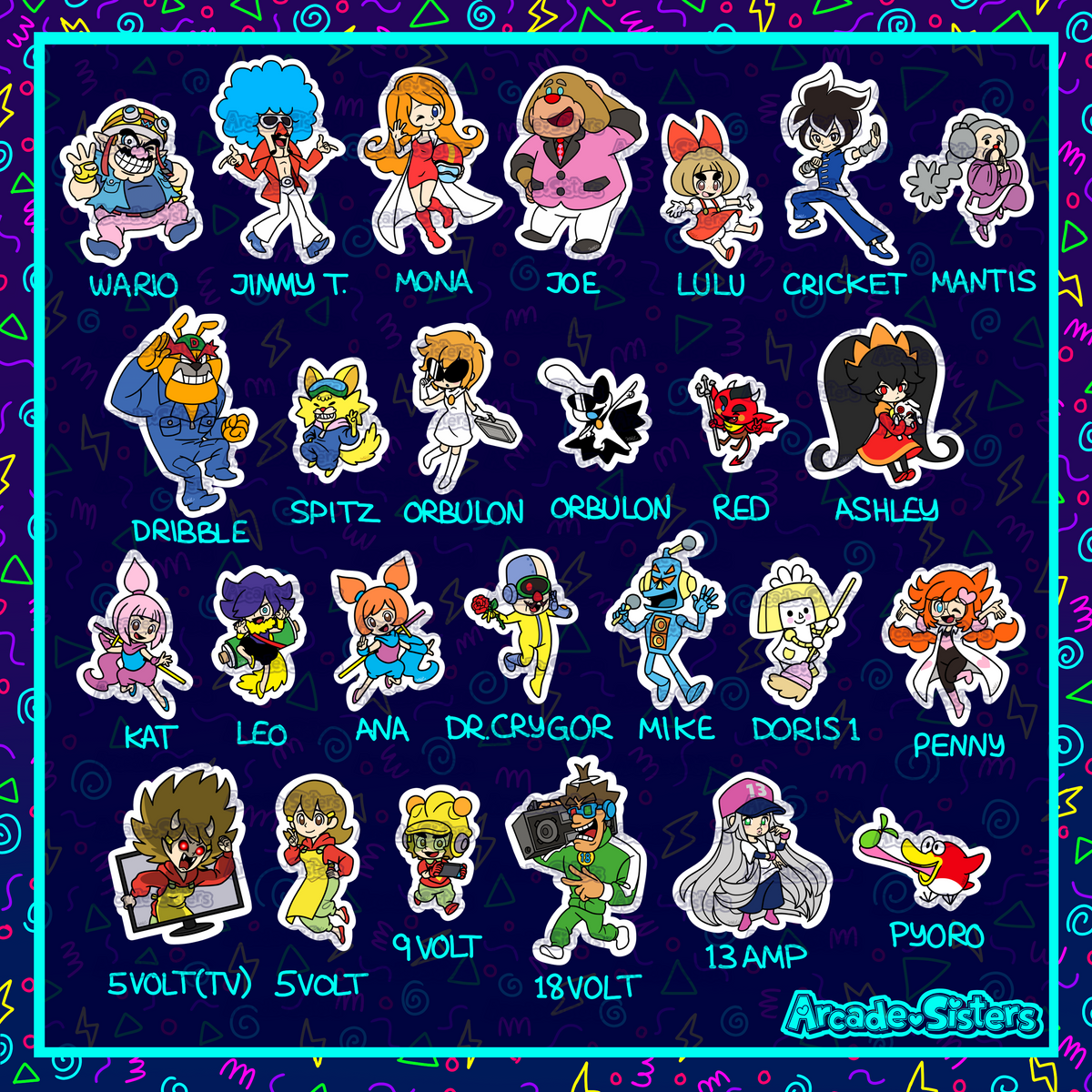 WarioWare Stickers & Badges – Arcade Sisters