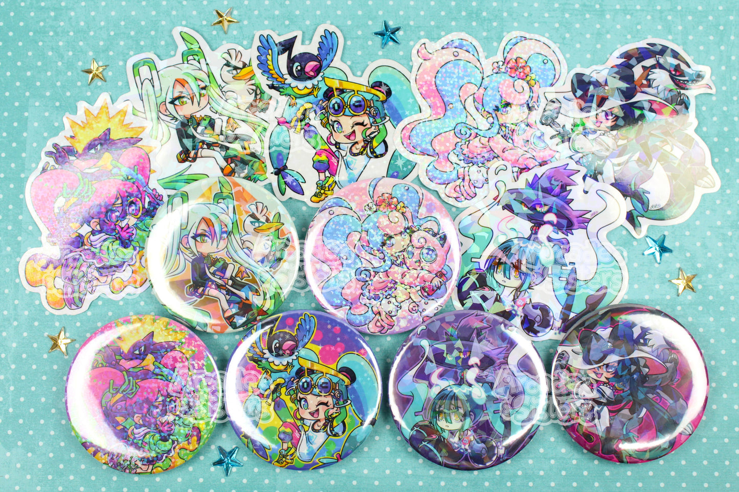 PokéMiku Holo Stickers & Badges