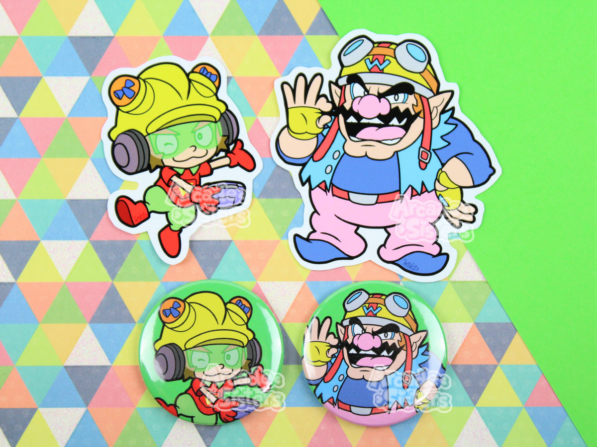 WarioWare, Inc. Mega Microgames Stickers & Badges – Arcade Sisters